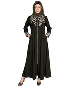 Feather Shot Abaya Dark Olive