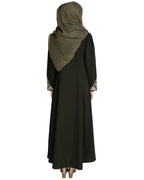 Feather Shot Abaya Dark Olive