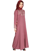 Feather Shot Abaya Onion Pink