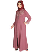 Feather Shot Abaya Onion Pink