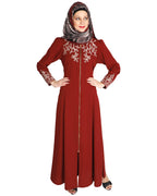 Feather Shot Abaya Wine