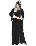 Lace & Bow Detailed Abaya Black