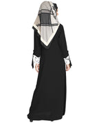 Lace & Bow Detailed Abaya Black