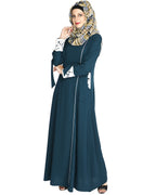 Lace & Bow Detailed Abaya Bottle Green