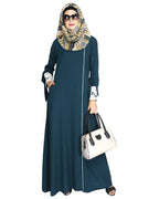 Lace & Bow Detailed Abaya Bottle Green