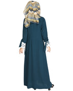 Lace & Bow Detailed Abaya Bottle Green