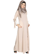 Lace & Bow Detailed Abaya Light Beige