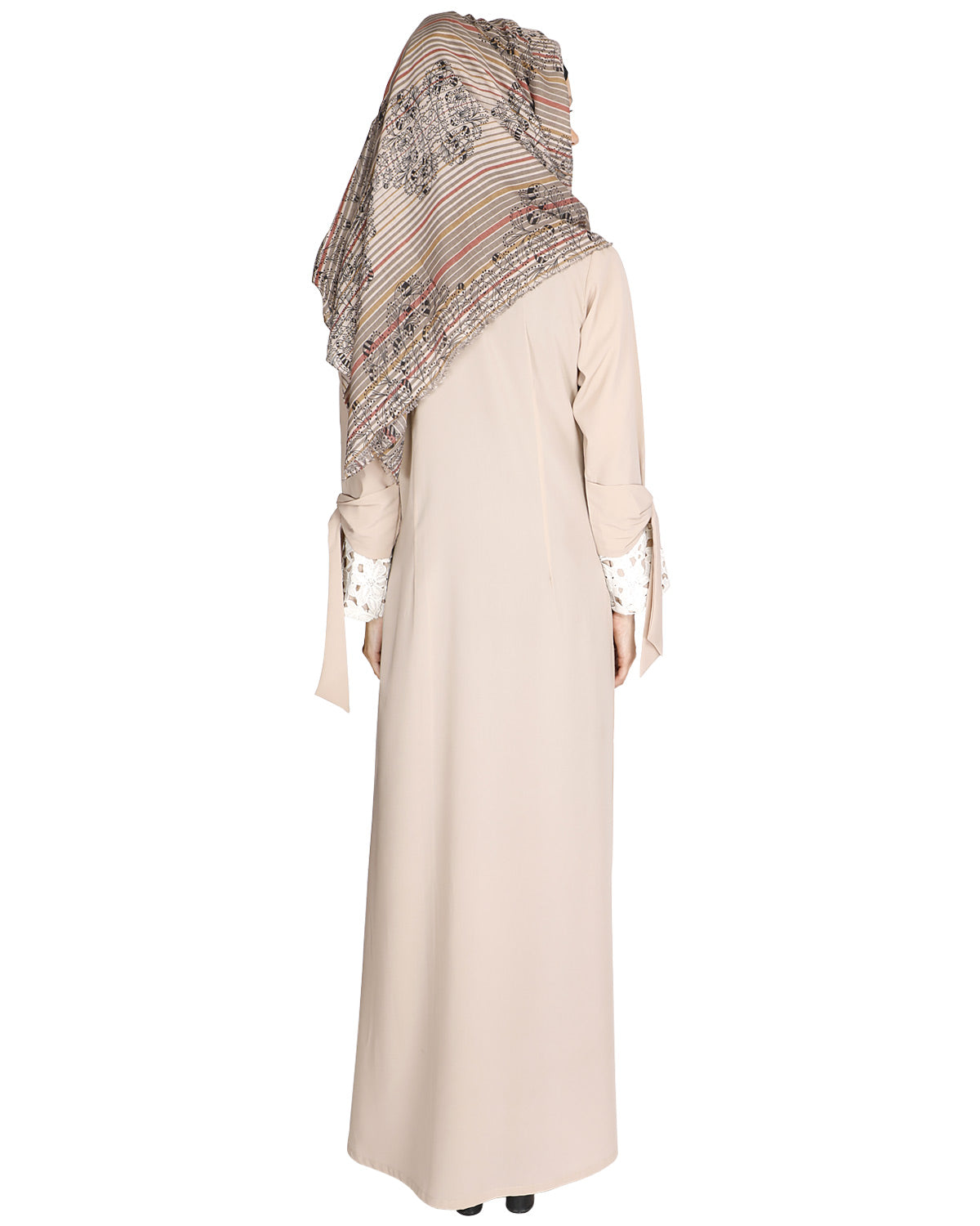 Lace & Bow Detailed Abaya Light Beige