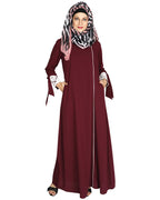 Lace & Bow Detailed Abaya Purple