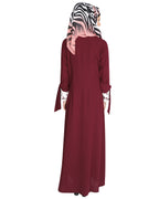 Lace & Bow Detailed Abaya Purple