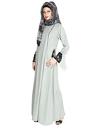 Lace & Bow Detailed Abaya Sage Green
