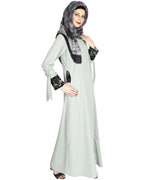 Lace & Bow Detailed Abaya Sage Green