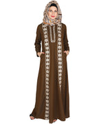 Descent Chikan Abaya Brown
