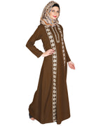 Descent Chikan Abaya Brown