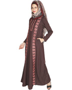 Descent Chikan Abaya Onion Pink