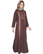 Descent Chikan Abaya Onion Pink