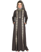 Descent Chikan Abaya Umber Brown