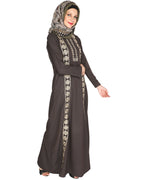 Descent Chikan Abaya Umber Brown