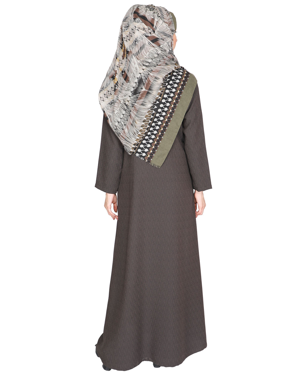 Descent Chikan Abaya Umber Brown