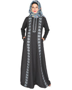 Descent Chikan Abaya Dark Grey