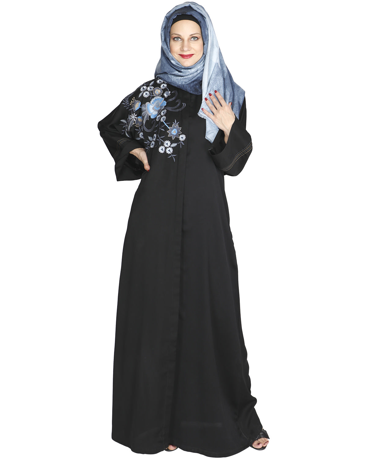 Daisy Drill Abaya Black