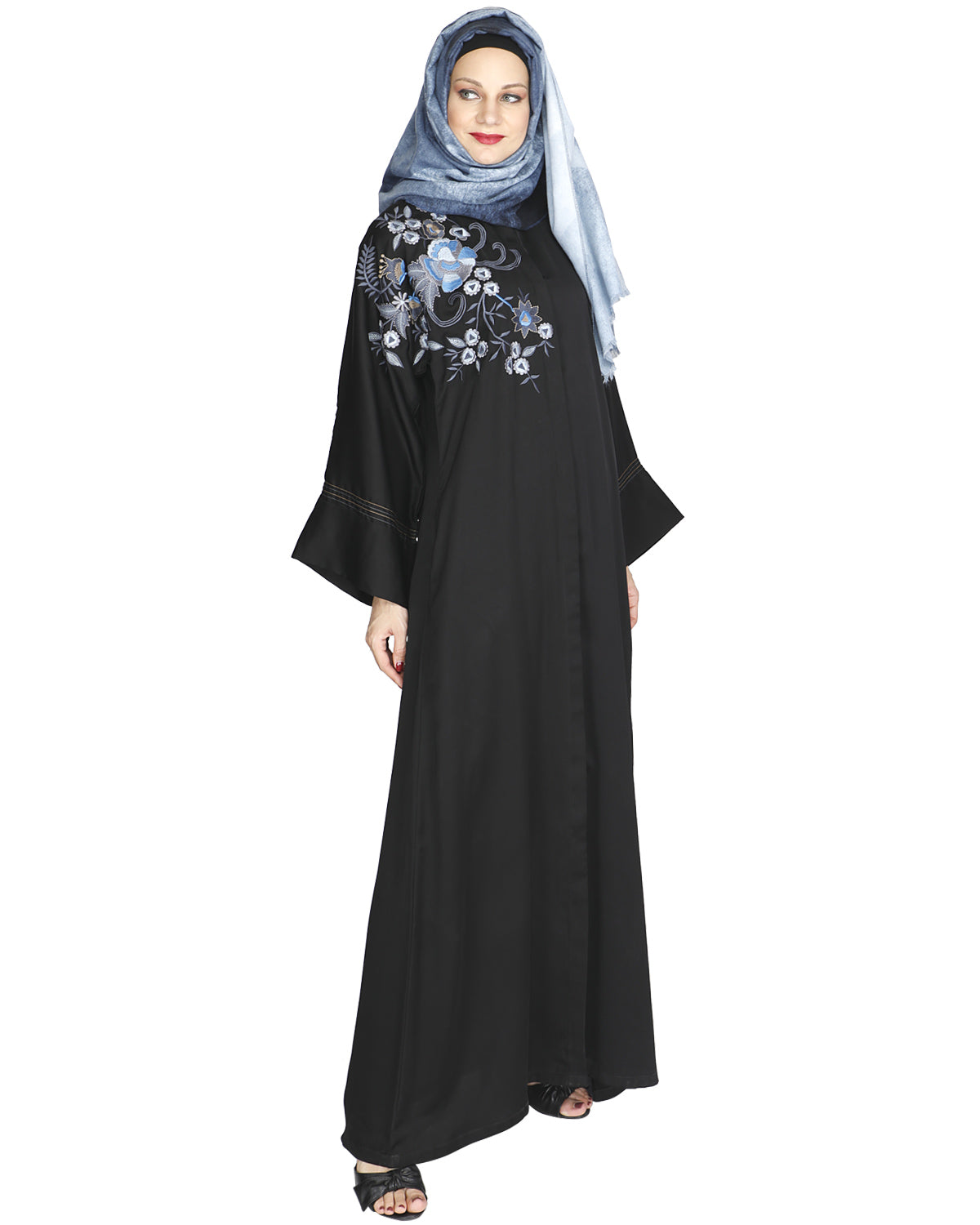 Daisy Drill Abaya Black