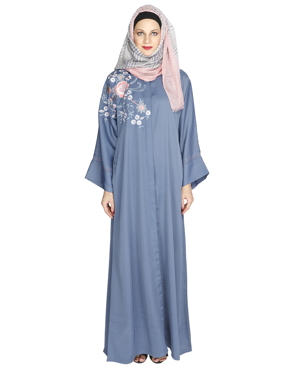 Daisy Drill Abaya Bluish Grey