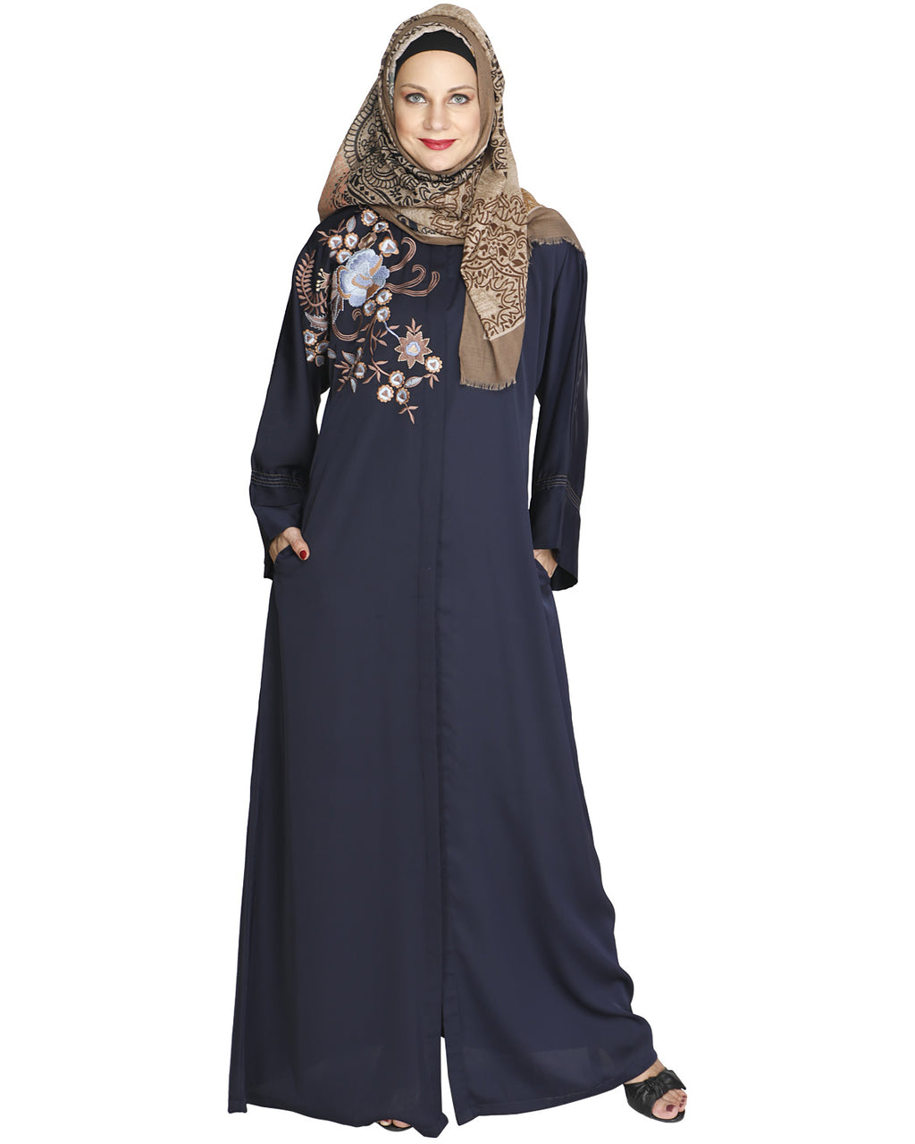 Daisy Drill Abaya Dark Blue