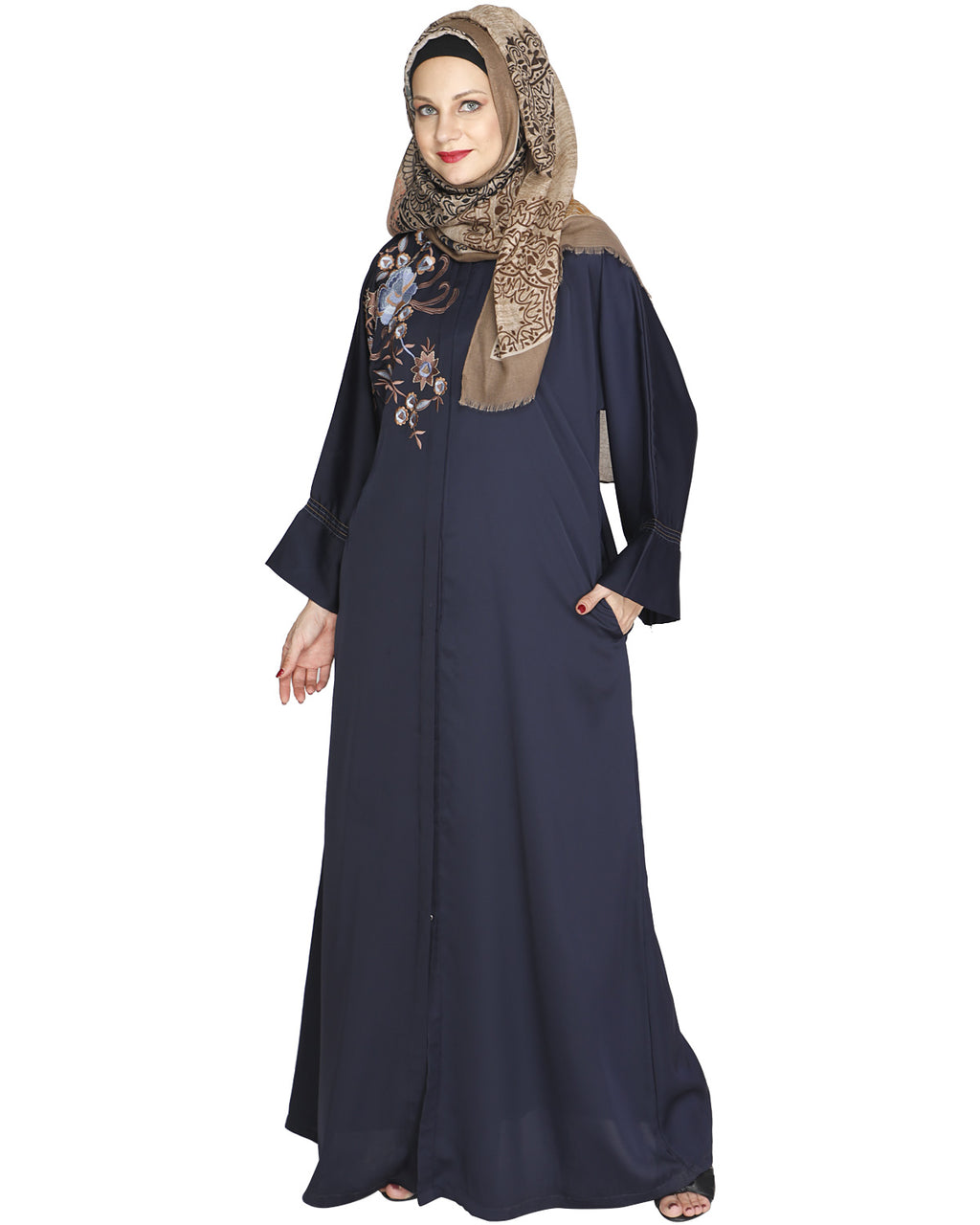 Daisy Drill Abaya Dark Blue