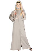 Daisy Drill Abaya Grey