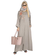 Daisy Drill Abaya Grey