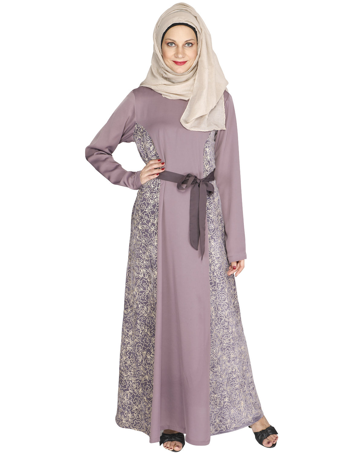 Opulent Velt Abaya Purple
