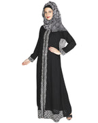 Mushroom embroidered Abaya Black