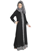 Mushroom embroidered Abaya Black