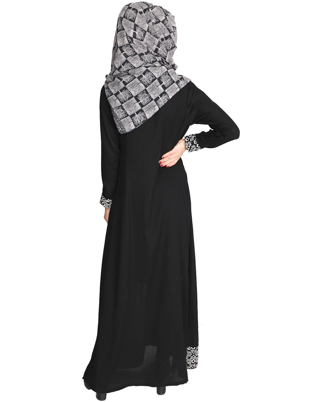 Mushroom embroidered Abaya Brown