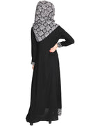 Mushroom embroidered Abaya Brown