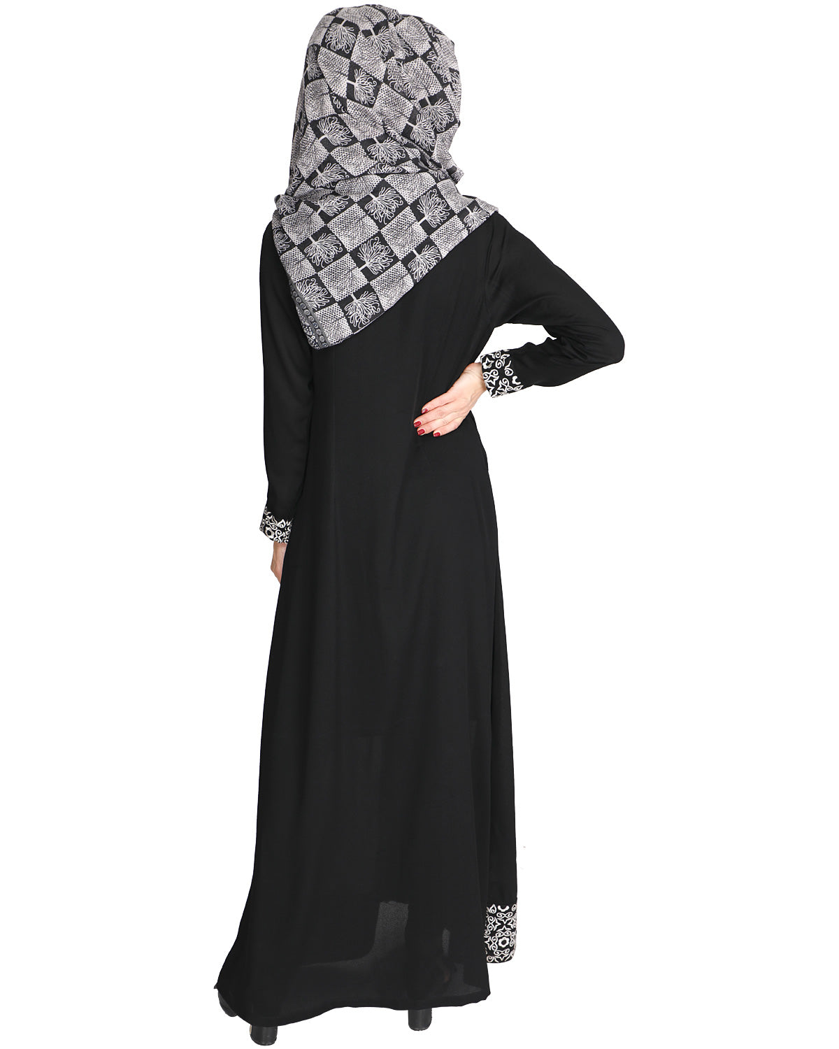 Mushroom embroidered Abaya Brown