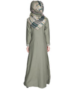 Mushroom embroidered Abaya Dead Mint