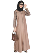 Role Down Abaya Beige