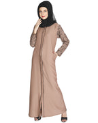 Role Down Abaya Beige