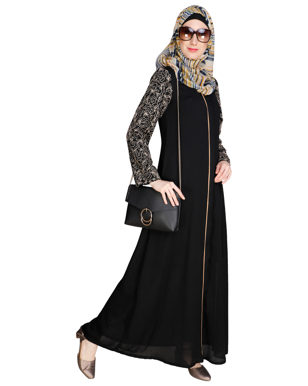 Role Down Abaya Black