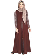 Role Down Abaya Maroon