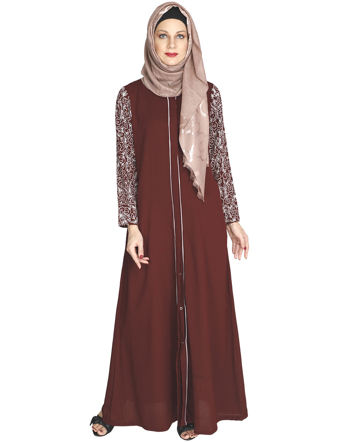 Role Down Abaya Maroon