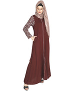 Role Down Abaya Maroon