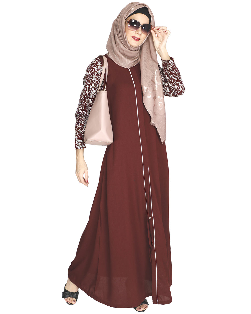 Role Down Abaya Maroon