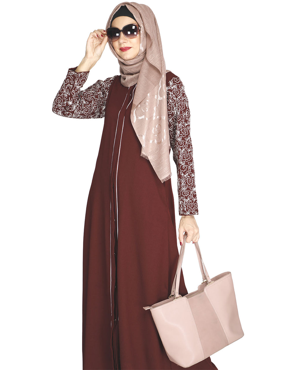 Role Down Abaya Maroon