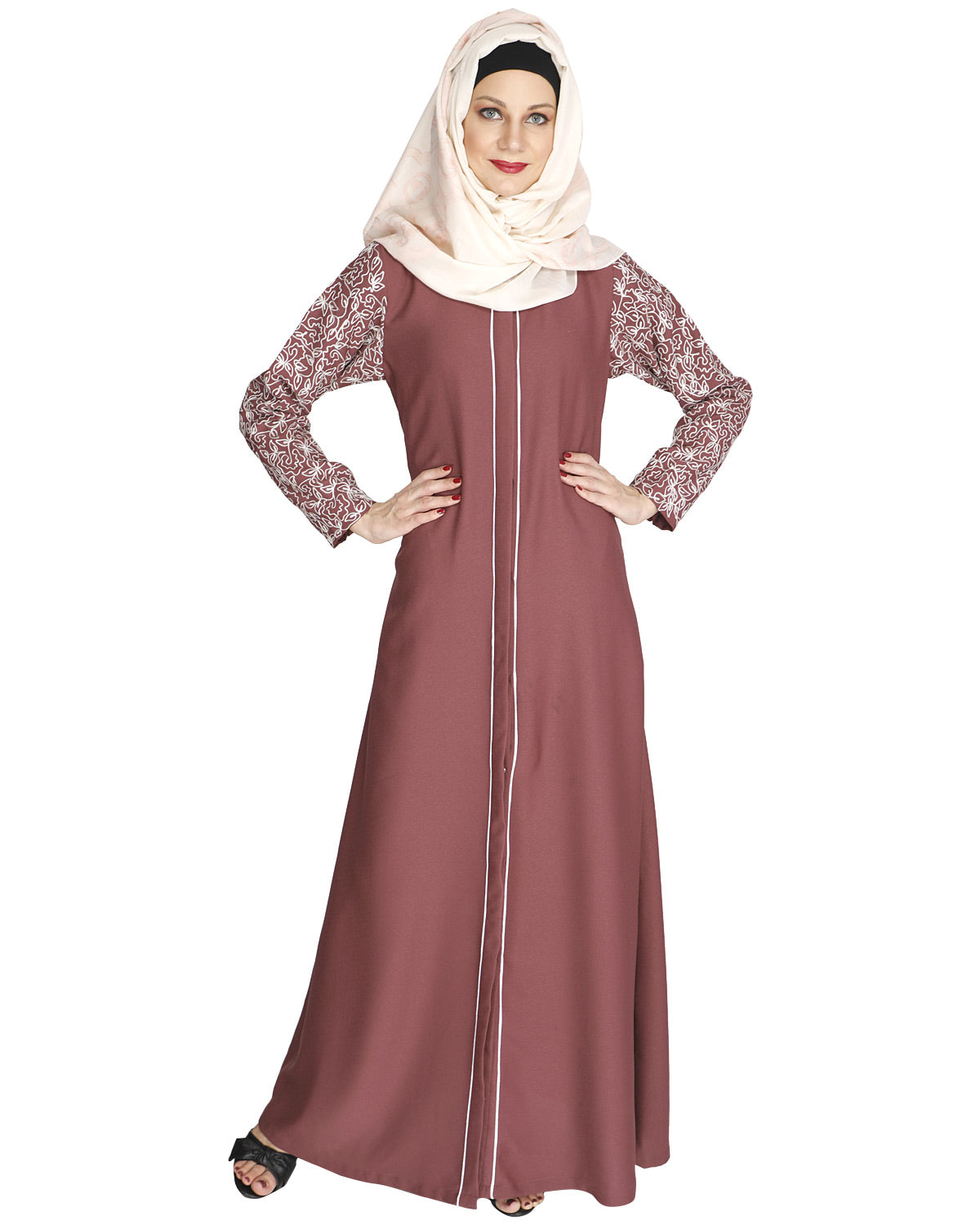 Role Down Abaya Pink