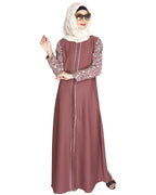 Role Down Abaya Pink