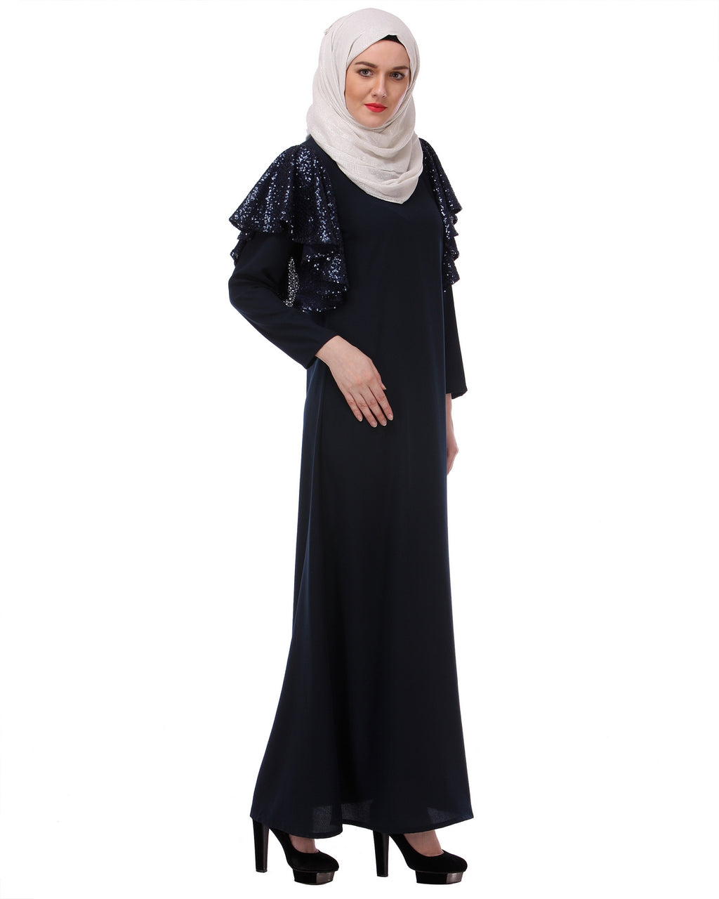 Butterfly Blue sequined Abaya Blue