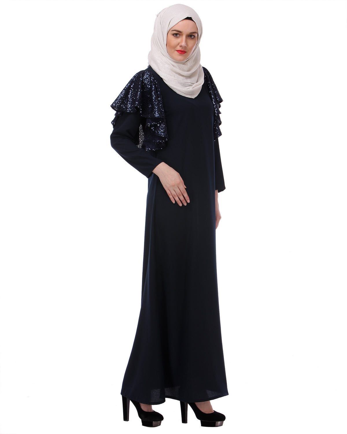Butterfly Blue sequined Abaya Blue